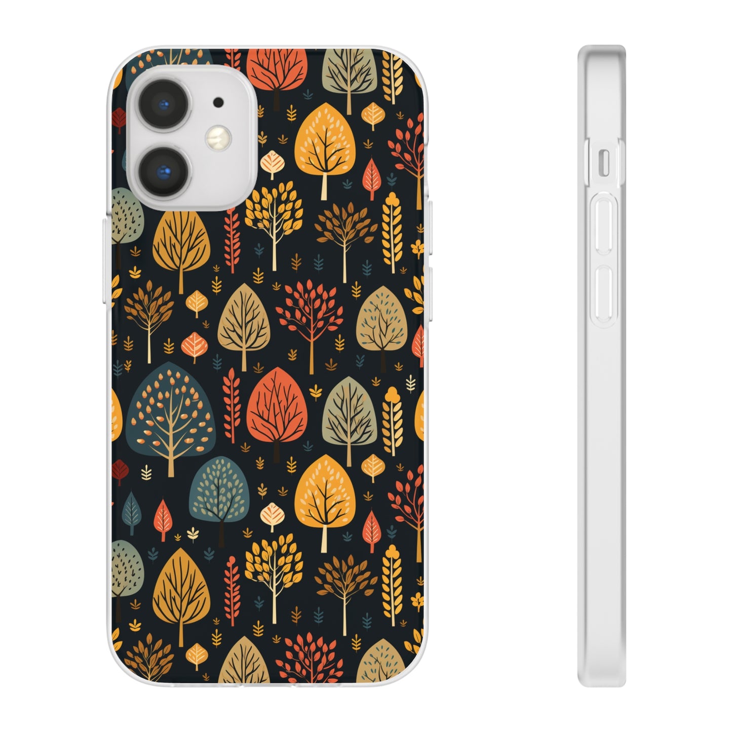 Mid-Century Mosaic: Dappled Leaves and Folk Imagery - Flexible Phone Case