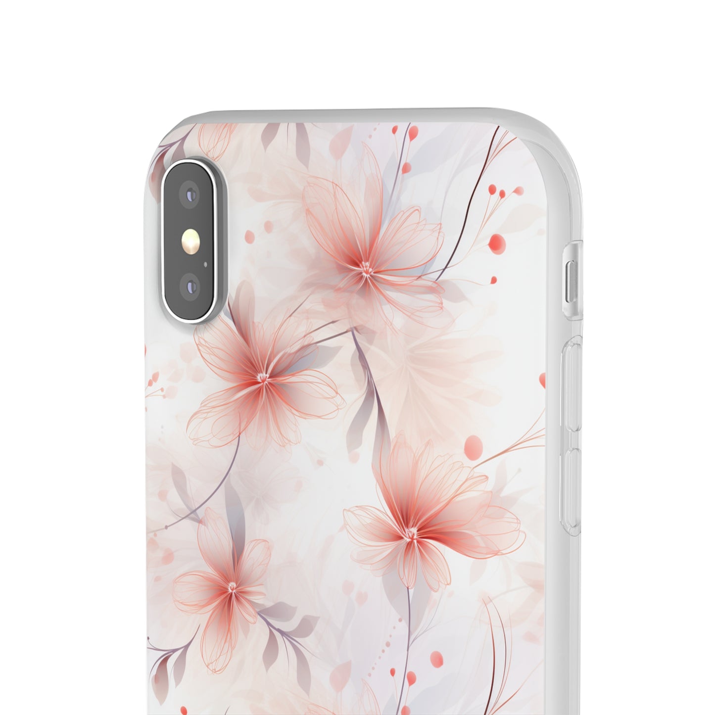 Whispering Petals: Subtle Grey & Pastel Red Gradient Phone Case