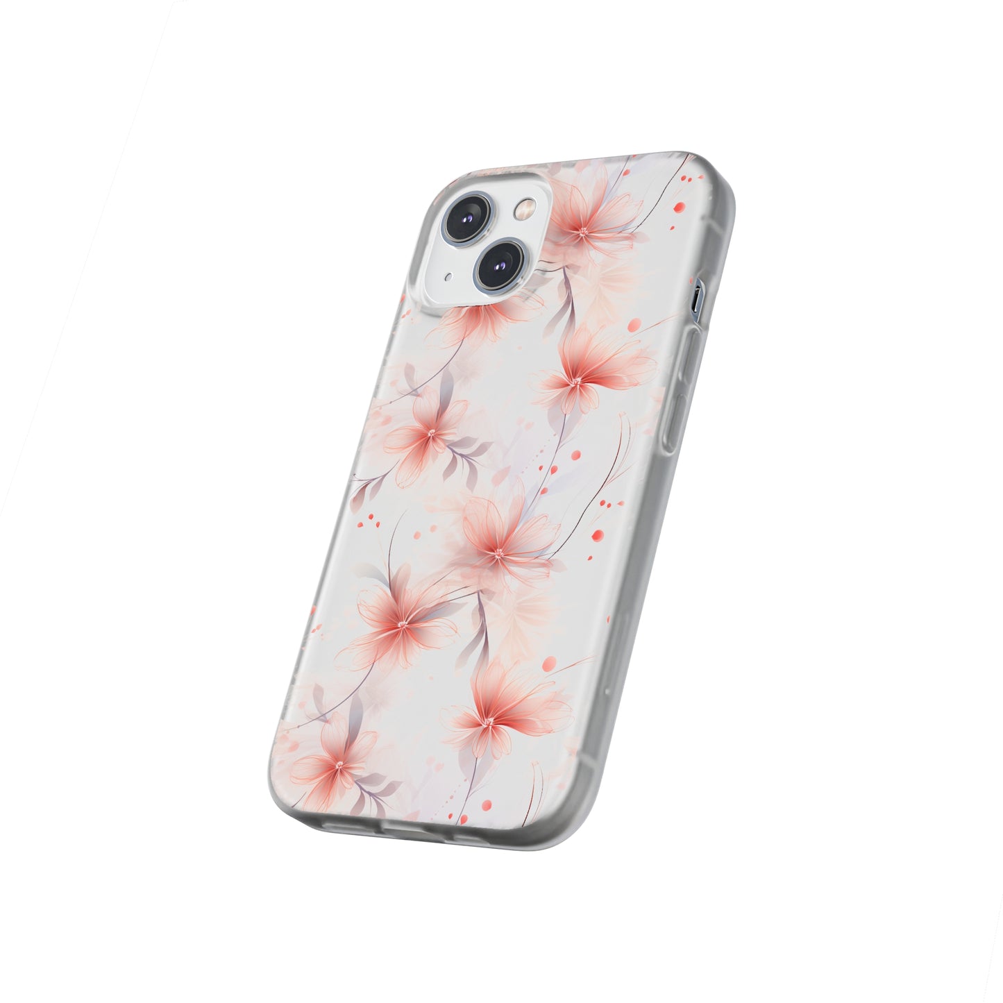 Whispering Petals: Subtle Grey & Pastel Red Gradient Phone Case