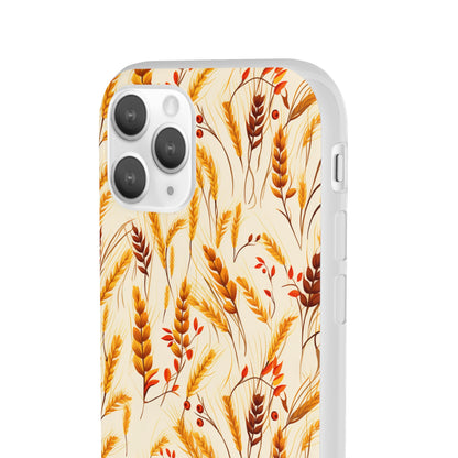 Golden Harvest: An Autumn Collage of Wheat and Berries - Flexible Phone Case