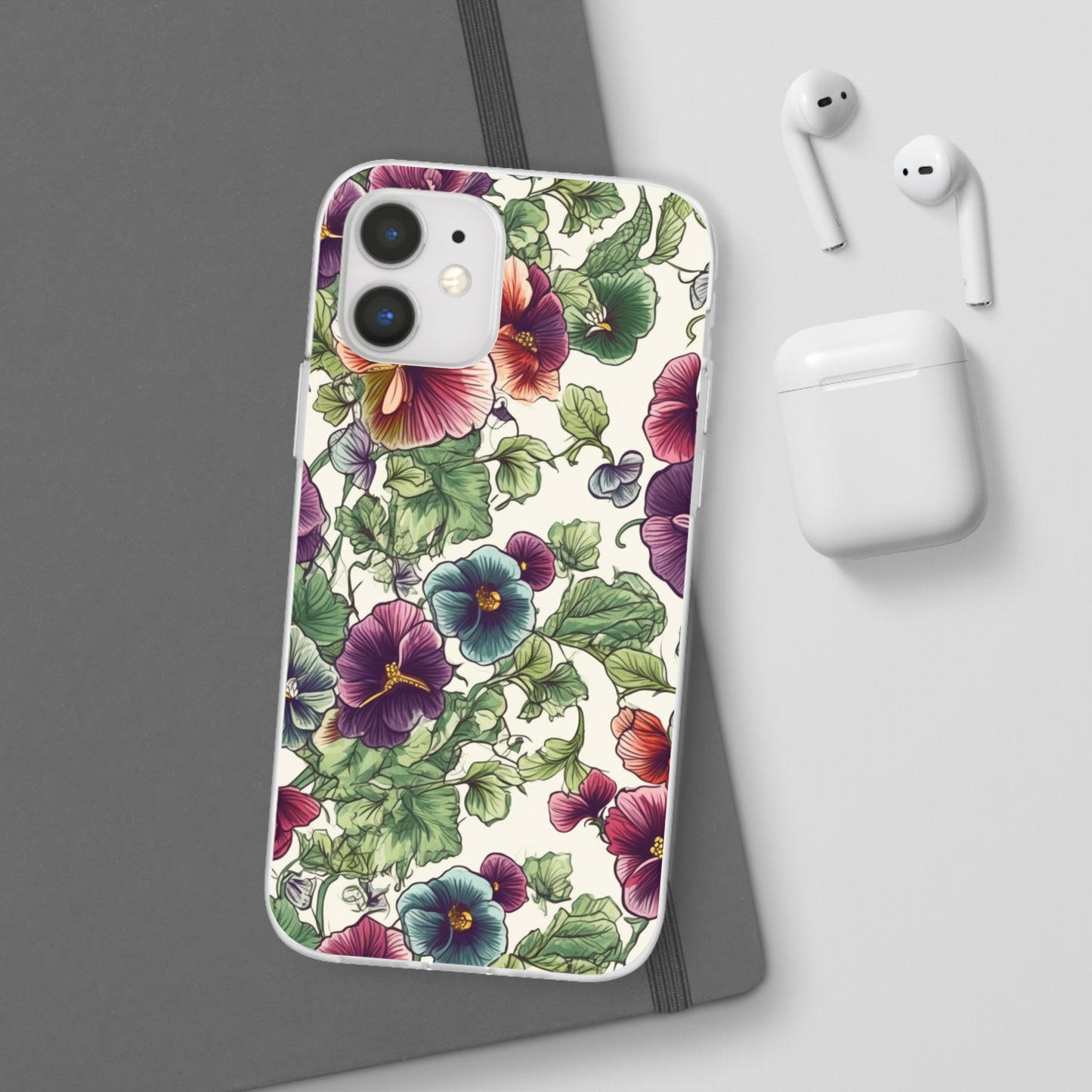 Watercolour Pansy Phone Case - Delicate Floral Elegance - Spring Collection - Flexi Cases Phone Case Pattern Symphony iPhone 12 with gift packaging  