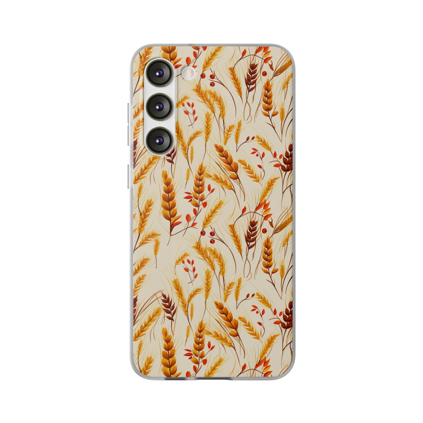 Golden Harvest: An Autumn Collage of Wheat and Berries - Flexible Phone Case