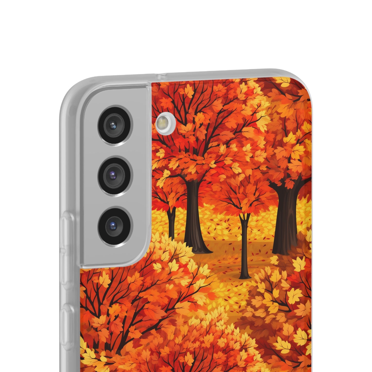 Impasto-Style Woodlands: High-Contrast Autumn Foliage - Flexible Phone Case