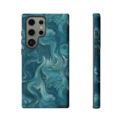 Azure Depths: Layered Blue Topographic Design Tough Phone Case