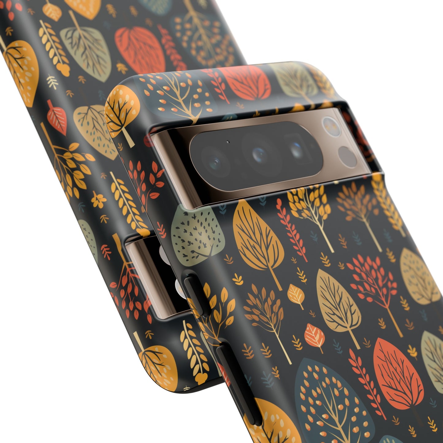 Mid-Century Mosaic: Dappled Leaves and Folk Imagery - Tough Phone Case