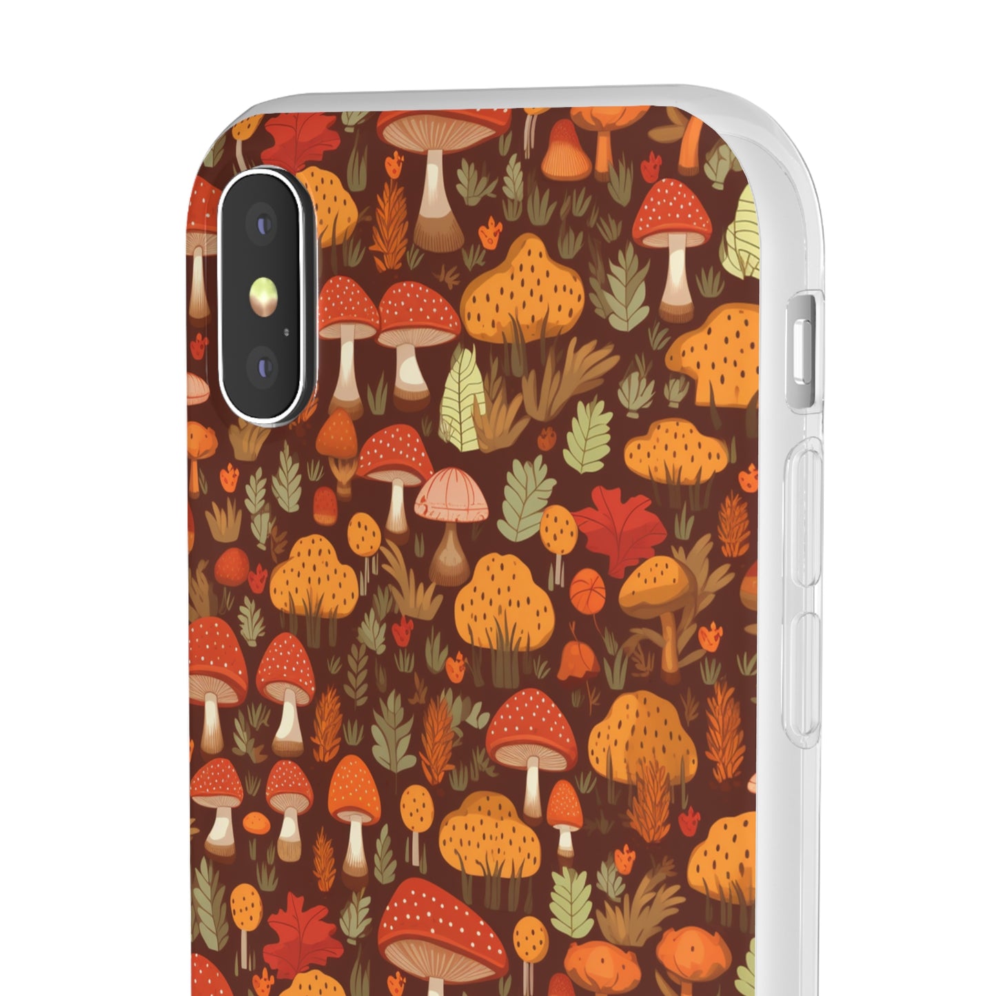 Autumn Spore Wonderland: Enchanting Mushroom and Leaf Designs - Flexible Phone Case