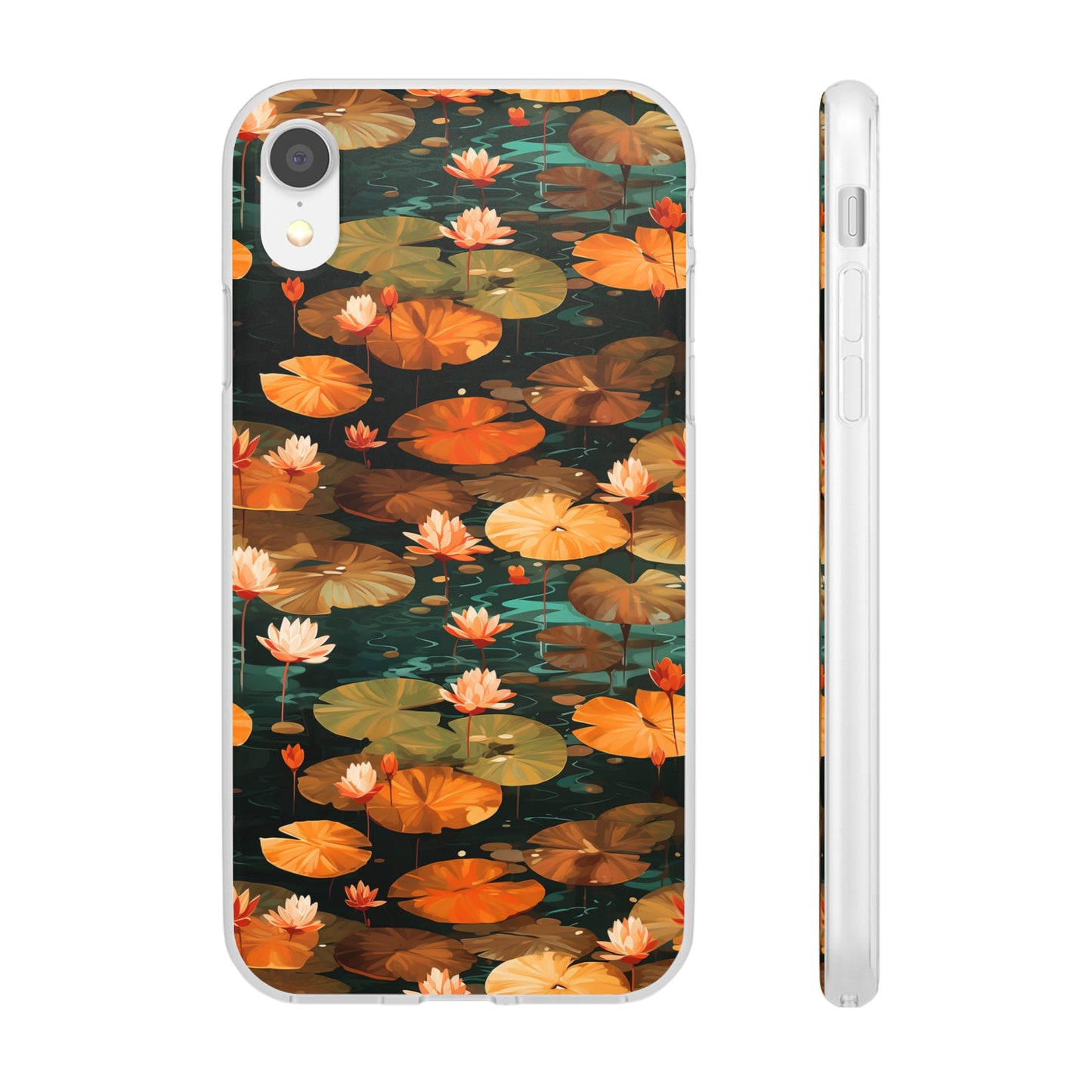 Orange Lotus Whisper: Autumn on the Water - Flexible Phone Case