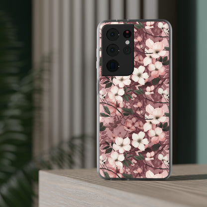 Sparse Dogwood Blossom Phone Case - Elegant Floral Design for Your Smartphone - Flexi Cases Phone Case Pattern Symphony Samsung Galaxy S21 Ultra with gift packaging  