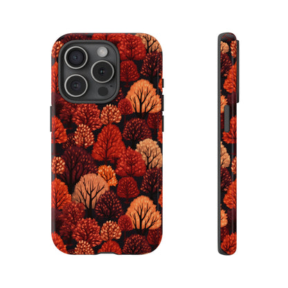 Crimson Forest: Autumn Trees in Vibrant Detail - Tough Phone Case