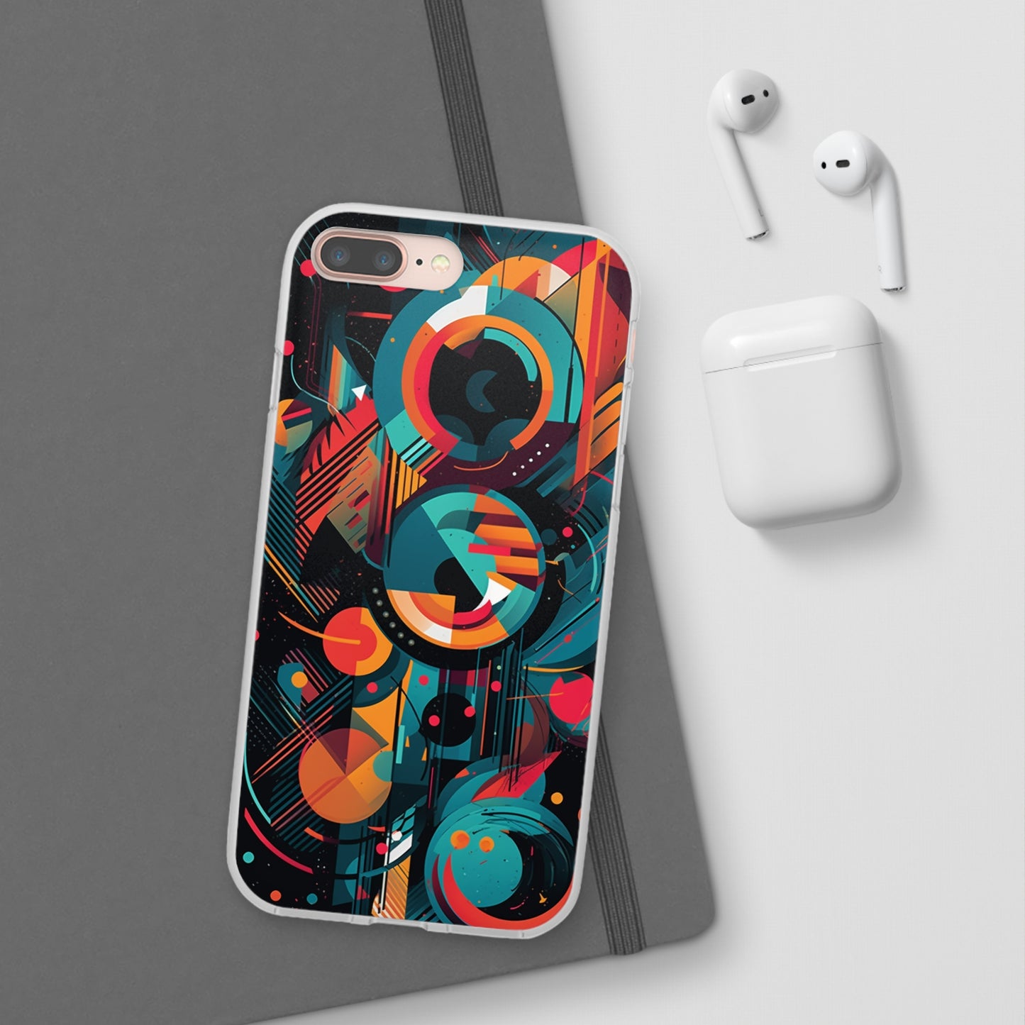 Vibrant Geometric Fusion Phone Case - Bold Squares & Circles Design - Flexi Cases Phone Case Pattern Symphony iPhone 8 Plus  