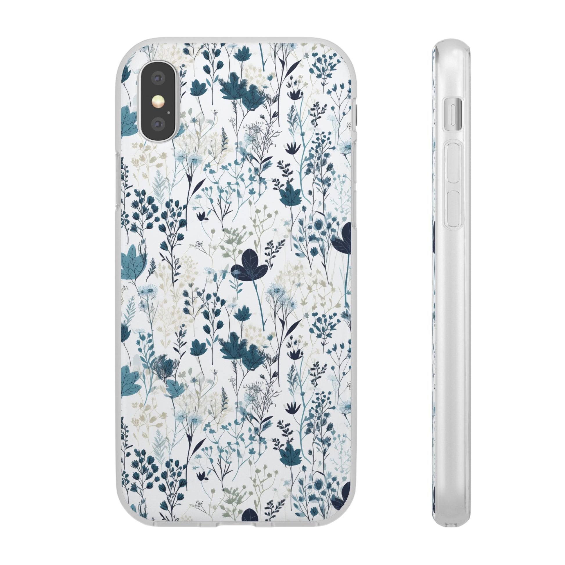 Serene Blue Wildflower Phone Case - Elegant White Background Design - Spring Collection - Flexi Cases Phone Case Pattern Symphony   