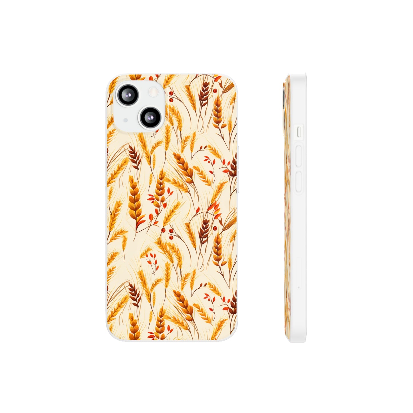 Golden Harvest: An Autumn Collage of Wheat and Berries - Flexible Phone Case