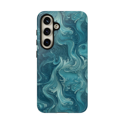 Azure Depths: Layered Blue Topographic Design Tough Phone Case