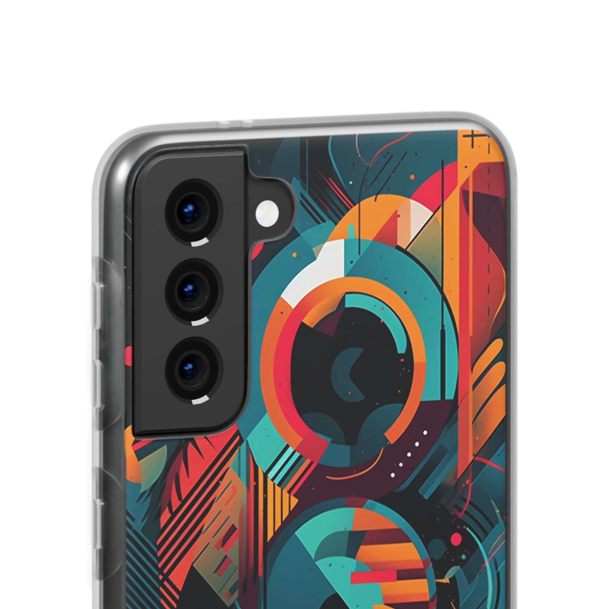 Vibrant Geometric Fusion Phone Case - Bold Squares & Circles Design - Flexi Cases Phone Case Pattern Symphony   