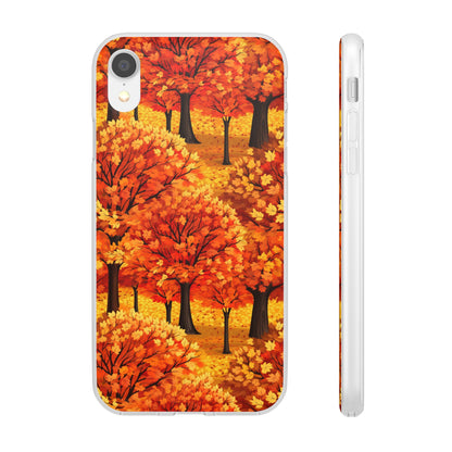 Impasto-Style Woodlands: High-Contrast Autumn Foliage - Flexible Phone Case