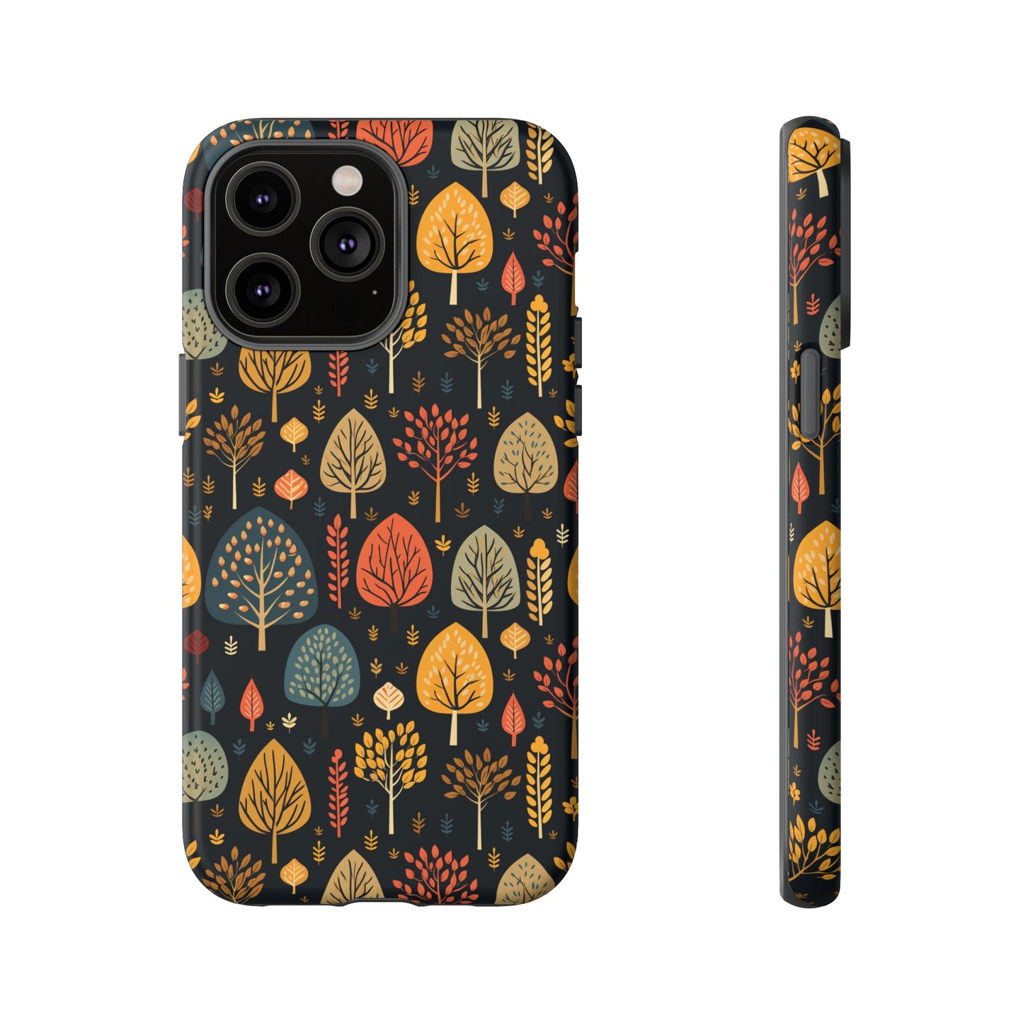 Mid-Century Mosaic: Dappled Leaves and Folk Imagery - Tough Phone Case