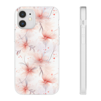 Whispering Petals: Subtle Grey & Pastel Red Gradient Phone Case