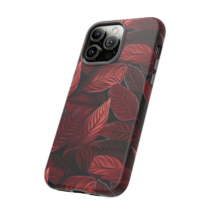 Scarlet Whispers: Lush Autumn Colours in Botanical Bliss - Tough Phone Case