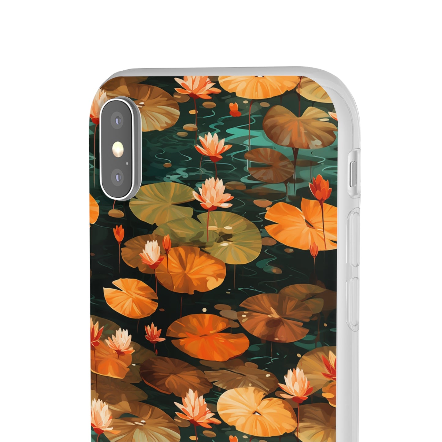 Orange Lotus Whisper: Autumn on the Water - Flexible Phone Case