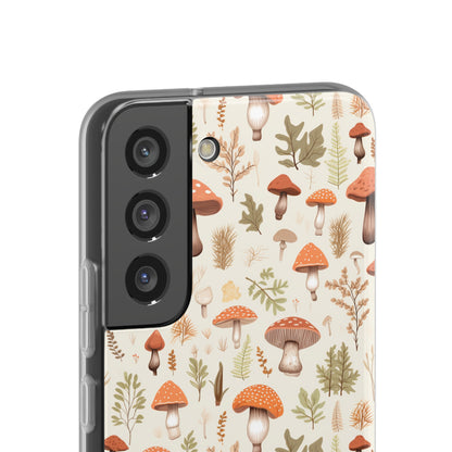 Mushroom Haven - Autumnal Tones Botanical illustration - Flexible Phone Case