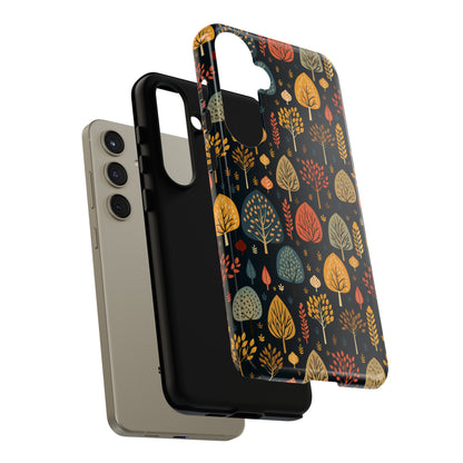 Mid-Century Mosaic: Dappled Leaves and Folk Imagery - Tough Phone Case