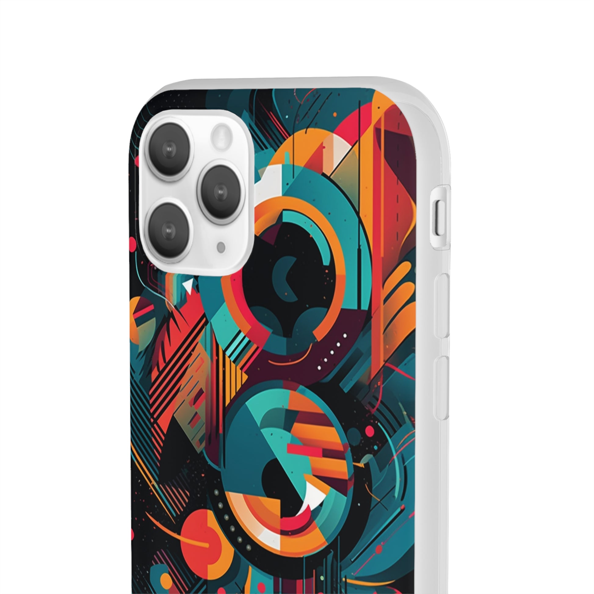 Vibrant Geometric Fusion Phone Case - Bold Squares & Circles Design - Flexi Cases Phone Case Pattern Symphony   