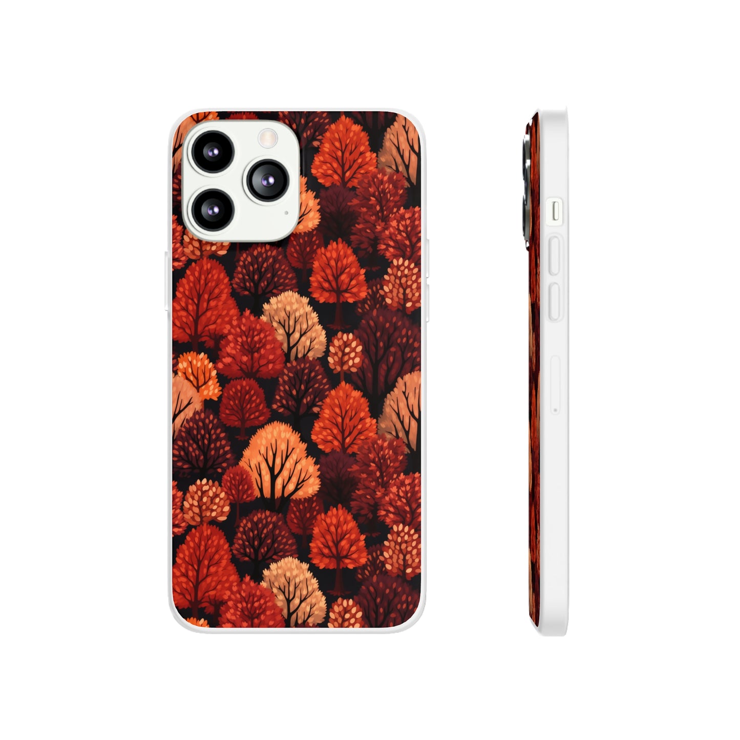 Crimson Forest: Autumn Trees in Vibrant Detail - Flexible Phone Case