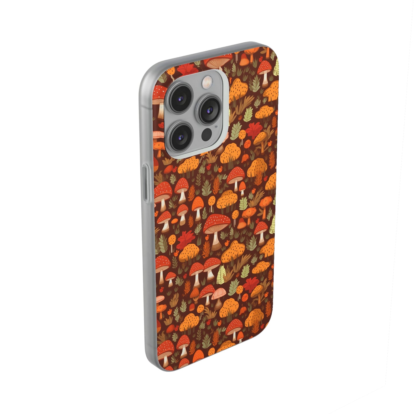 Autumn Spore Wonderland: Enchanting Mushroom and Leaf Designs - Flexible Phone Case