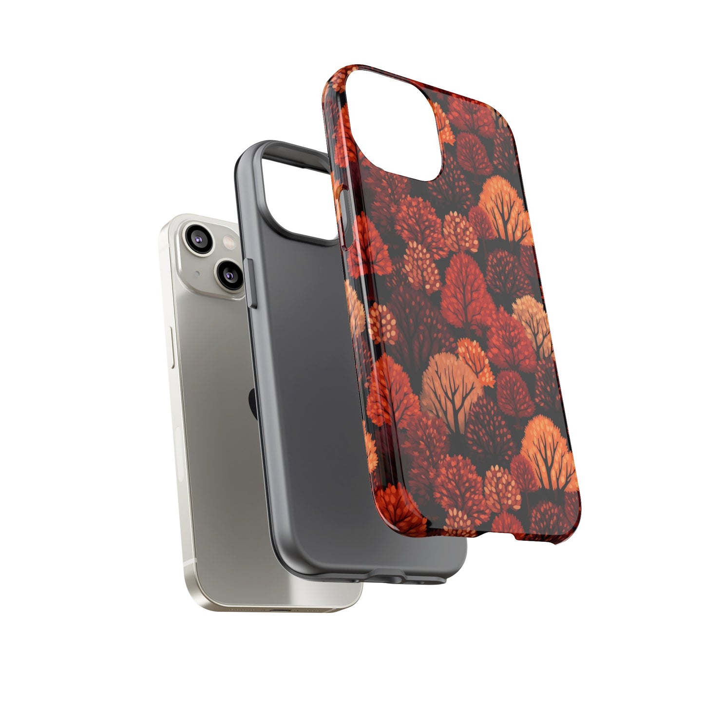 Crimson Forest: Autumn Trees in Vibrant Detail - Tough Phone Case