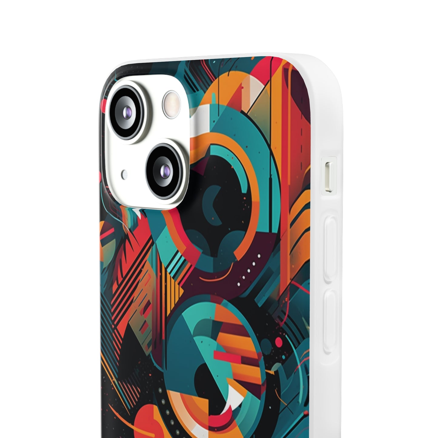 Vibrant Geometric Fusion Phone Case - Bold Squares & Circles Design - Flexi Cases Phone Case Pattern Symphony   