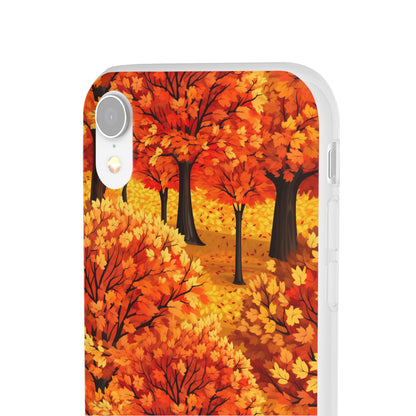 Impasto-Style Woodlands: High-Contrast Autumn Foliage - Flexible Phone Case