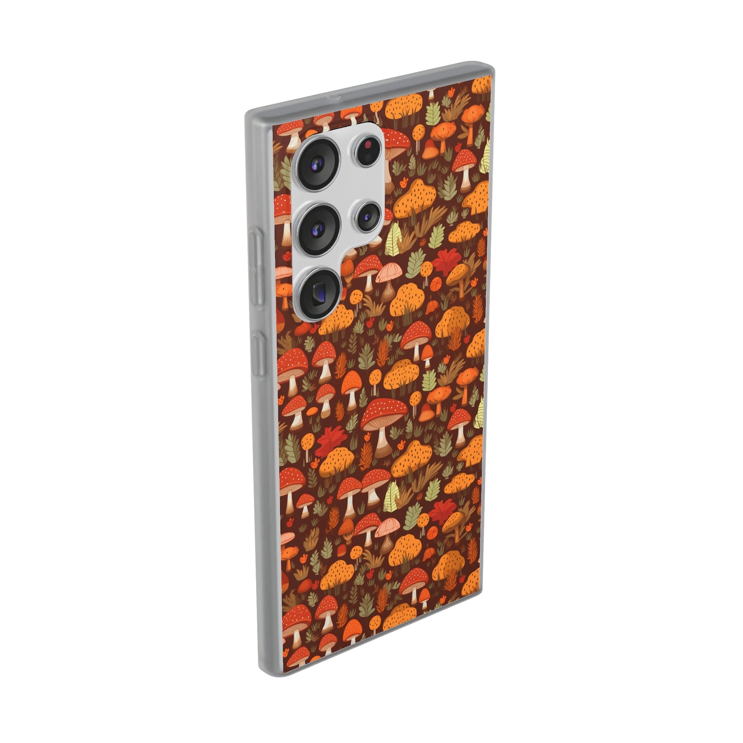 Autumn Spore Wonderland: Enchanting Mushroom and Leaf Designs - Flexible Phone Case