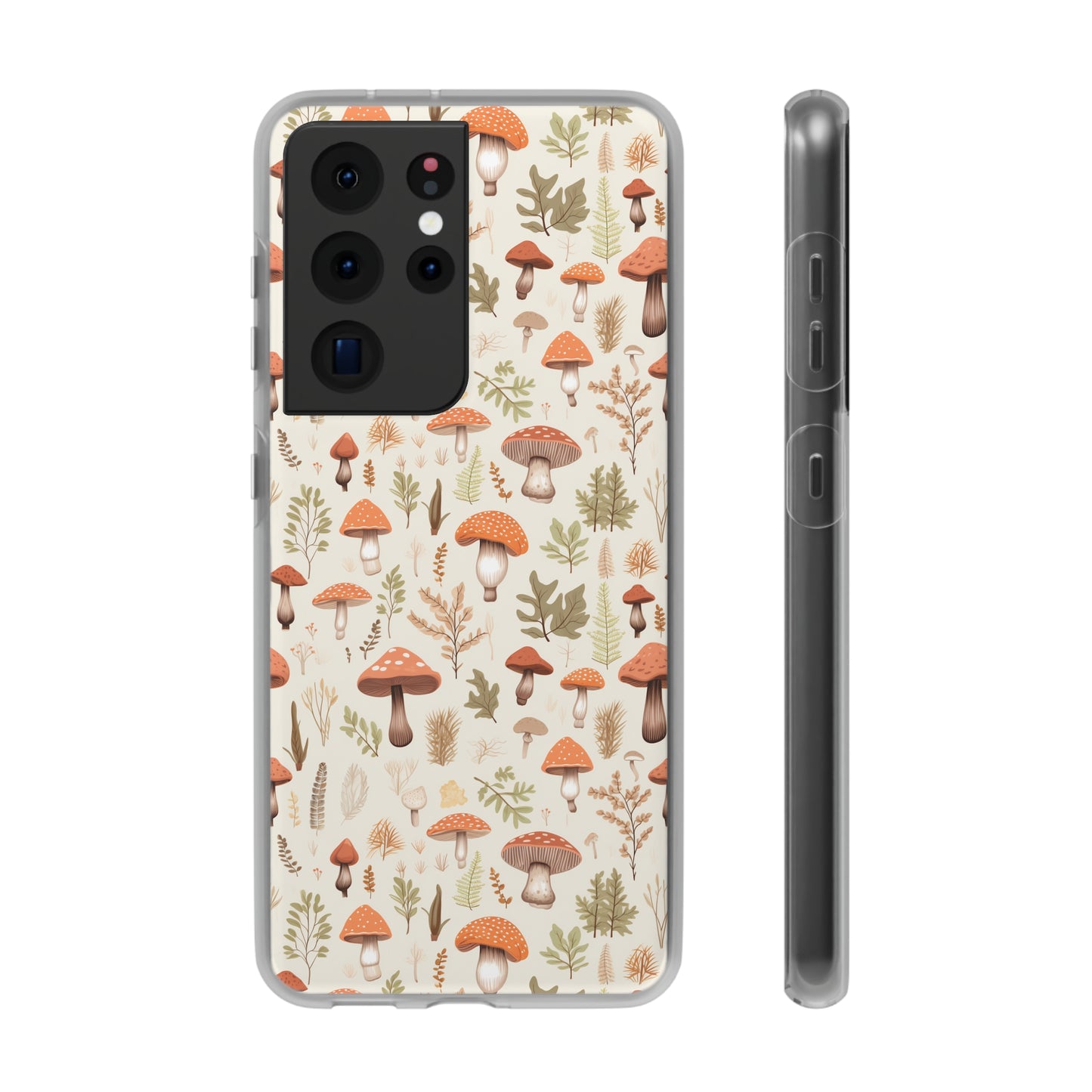 Mushroom Haven - Autumnal Tones Botanical illustration - Flexible Phone Case