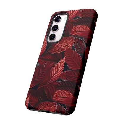 Scarlet Whispers: Lush Autumn Colours in Botanical Bliss - Tough Phone Case