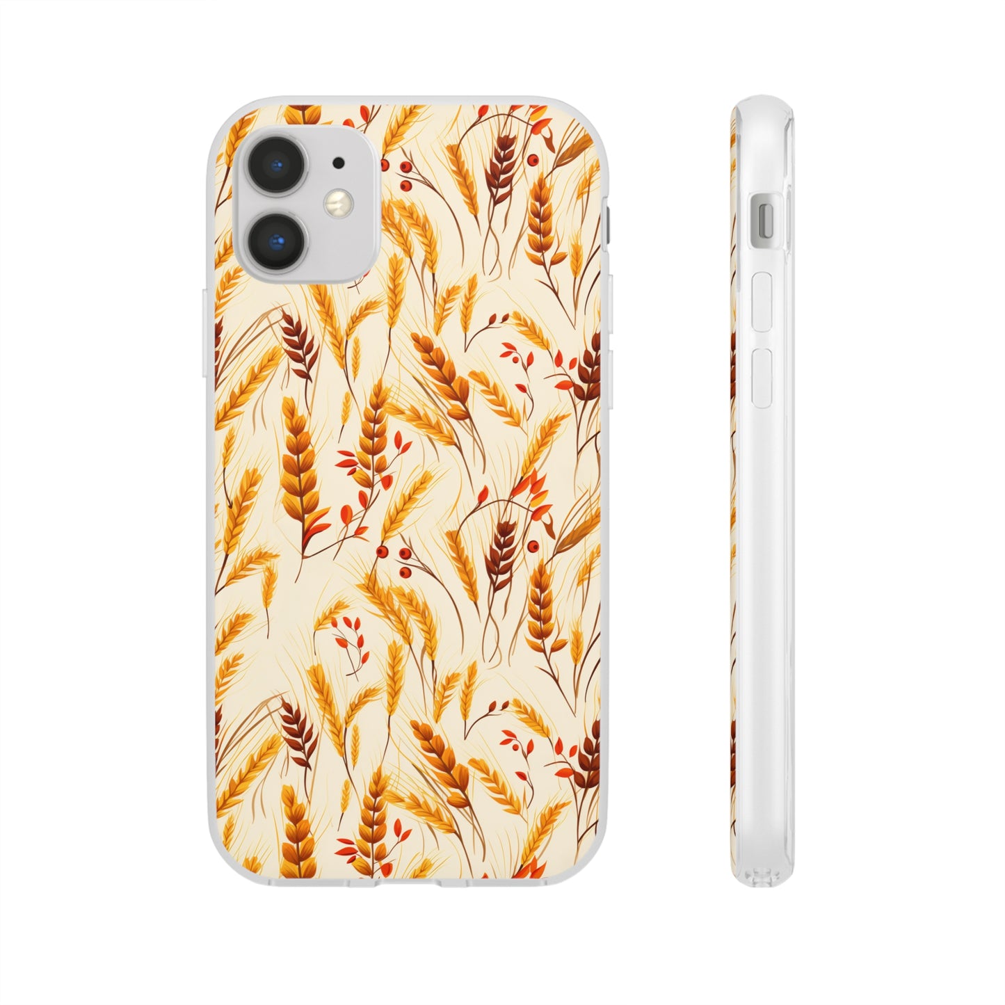 Golden Harvest: An Autumn Collage of Wheat and Berries - Flexible Phone Case