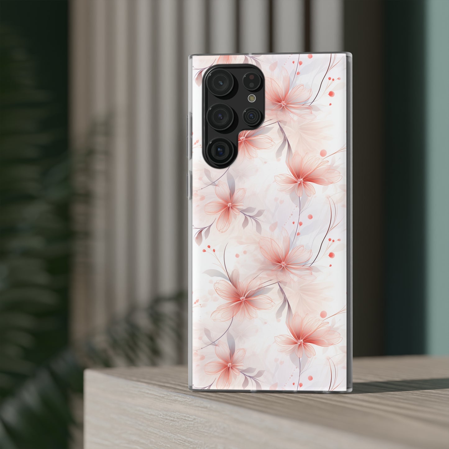 Whispering Petals: Subtle Grey & Pastel Red Gradient Phone Case