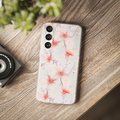 Whispering Petals: Subtle Grey & Pastel Red Gradient Phone Case