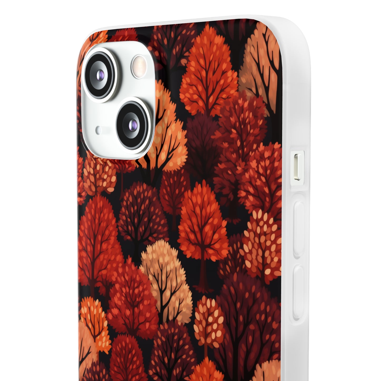 Crimson Forest: Autumn Trees in Vibrant Detail - Flexible Phone Case