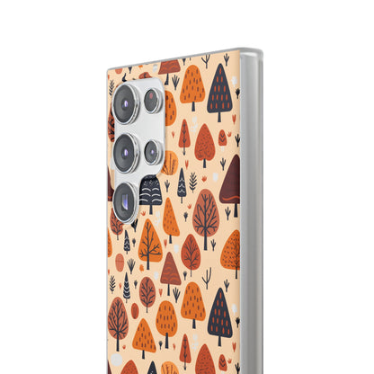 Terracotta Tree Tapestry: A Playful Autumn Mosaic - Flexible Phone Case