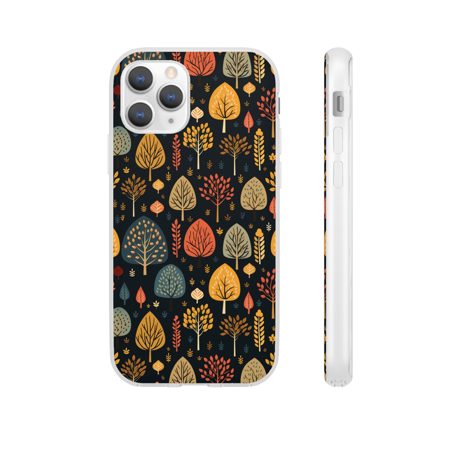 Mid-Century Mosaic: Dappled Leaves and Folk Imagery - Flexible Phone Case