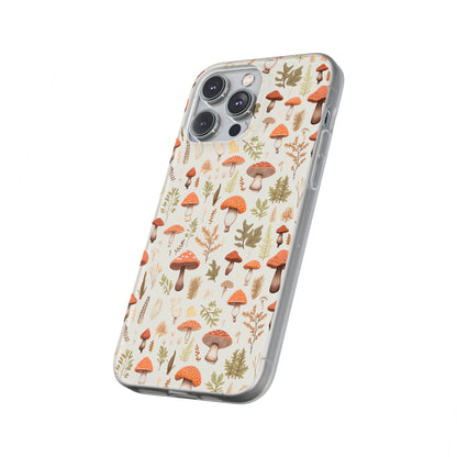 Mushroom Haven - Autumnal Tones Botanical illustration - Flexible Phone Case