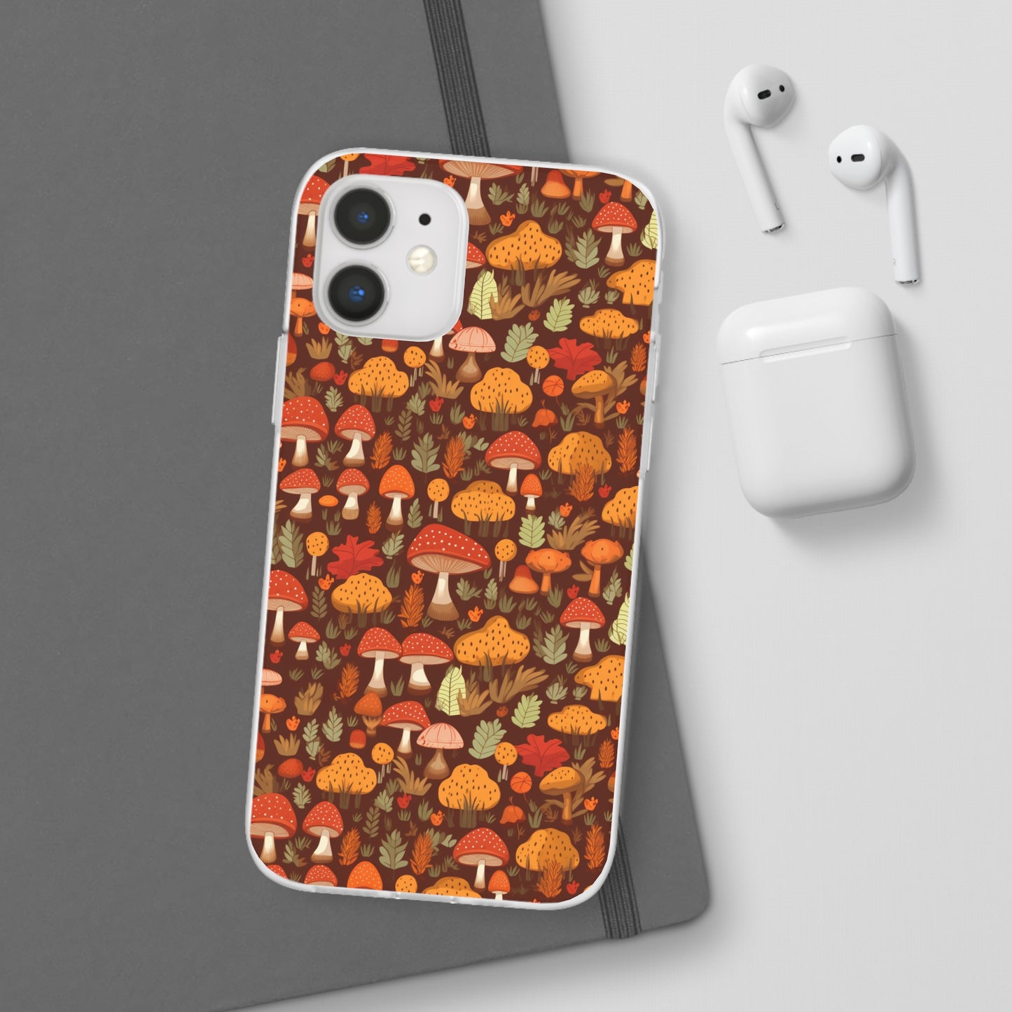 Autumn Spore Wonderland: Enchanting Mushroom and Leaf Designs - Flexible Phone Case