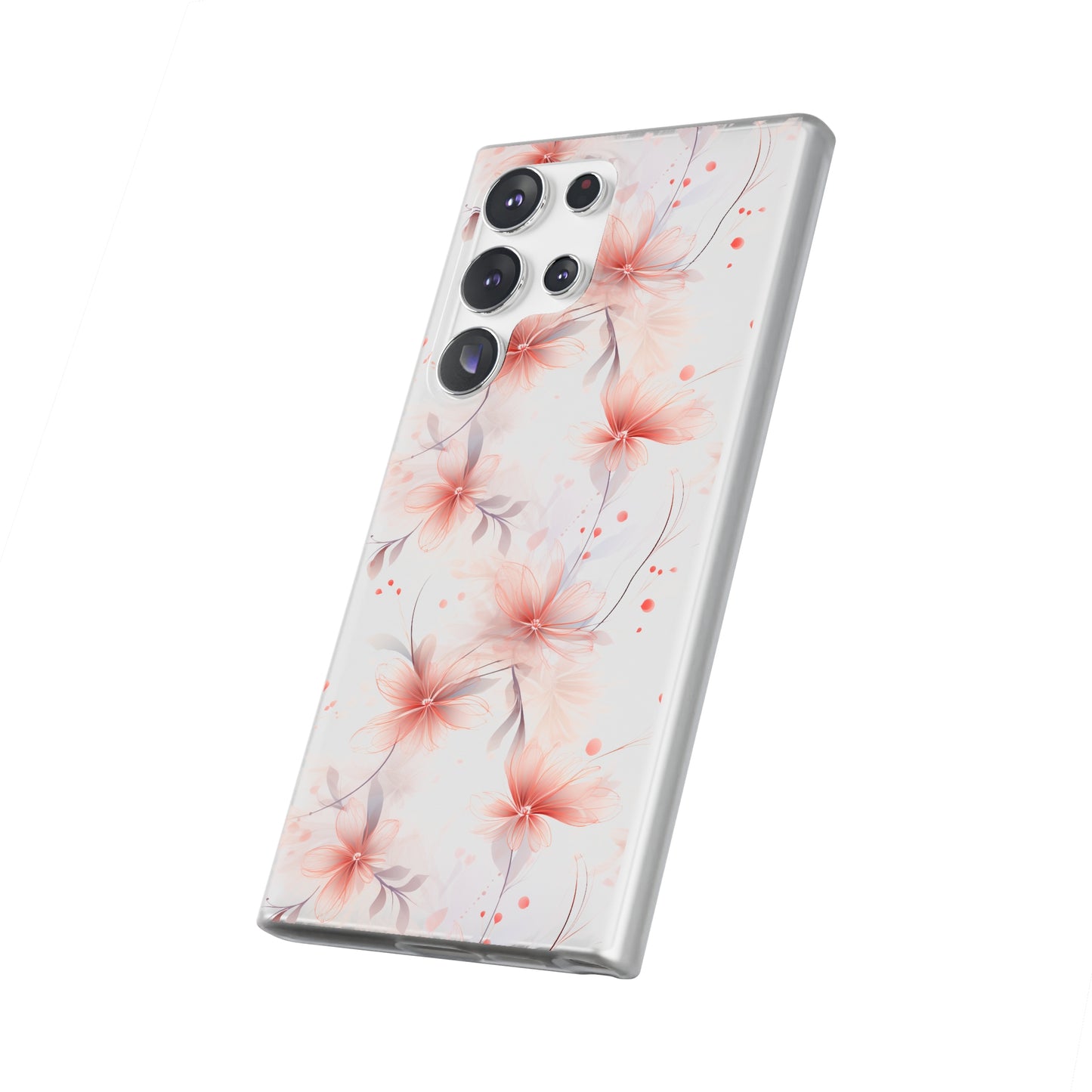 Whispering Petals: Subtle Grey & Pastel Red Gradient Phone Case