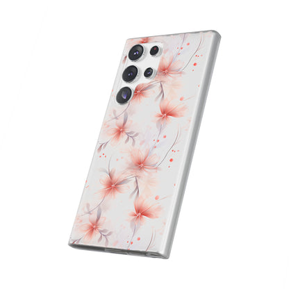 Whispering Petals: Subtle Grey & Pastel Red Gradient Phone Case