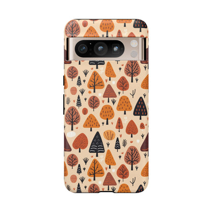 Terracotta Tree Tapestry: A Playful Autumn Mosaic - Tough Phone Case