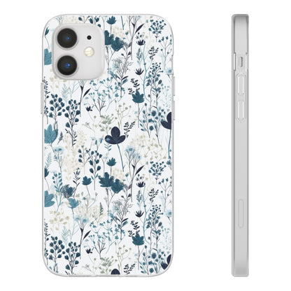 Serene Blue Wildflower Phone Case - Elegant White Background Design - Spring Collection - Flexi Cases Phone Case Pattern Symphony   