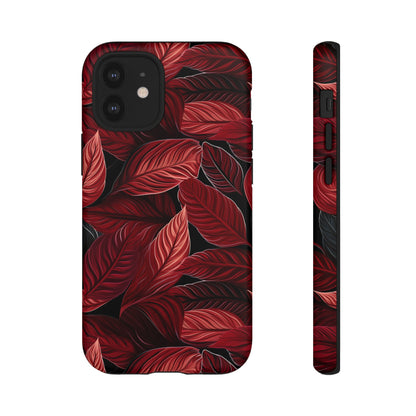 Scarlet Whispers: Lush Autumn Colours in Botanical Bliss - Tough Phone Case