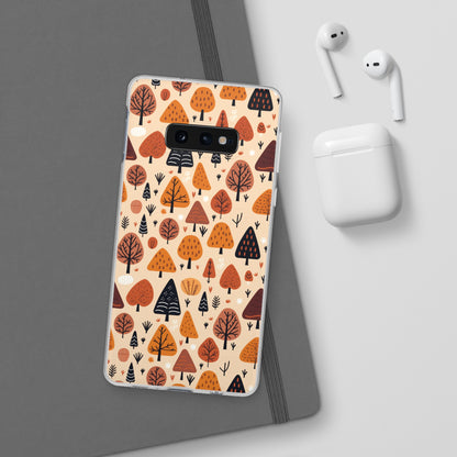 Terracotta Tree Tapestry: A Playful Autumn Mosaic - Flexible Phone Case