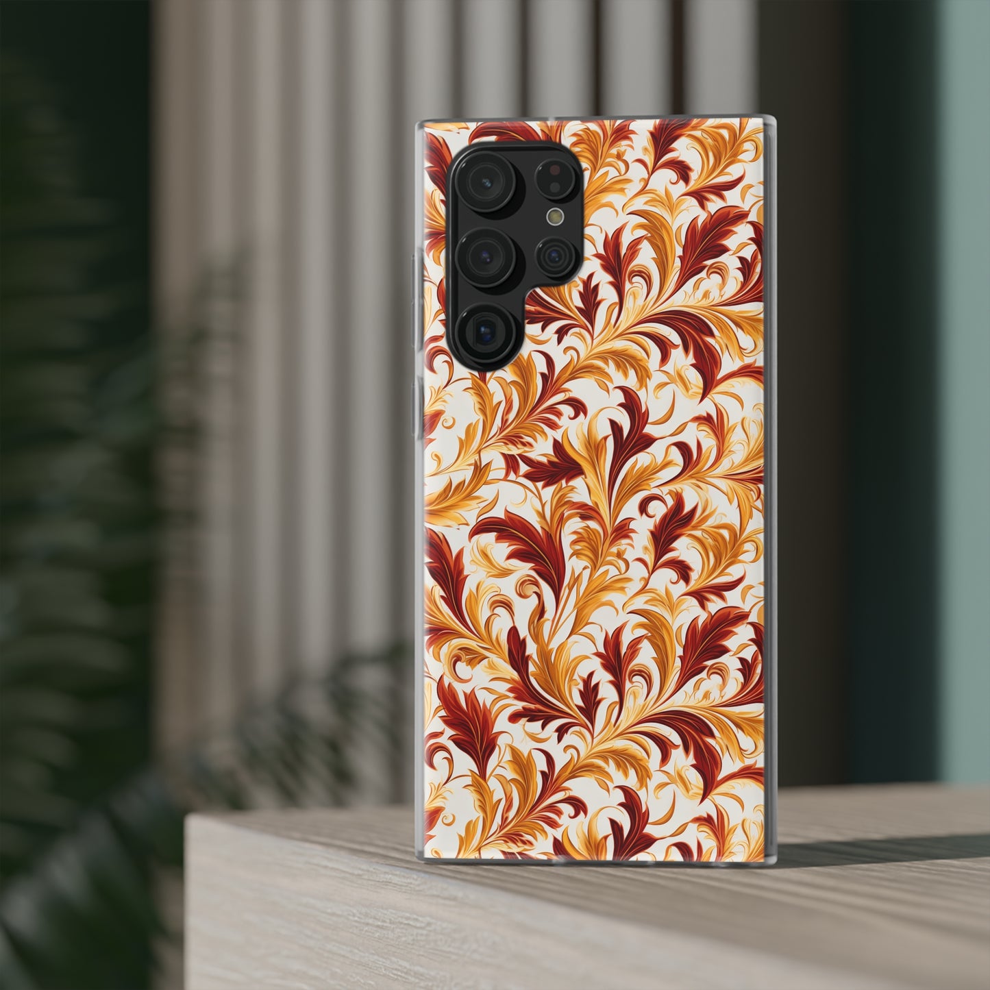 Swirling Autumn: Vortexes of Fall Foliage in Gold and Bronze - Flexible Phone Case