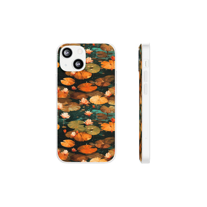 Orange Lotus Whisper: Autumn on the Water - Flexible Phone Case